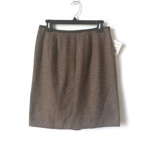 VTG Norton McNaughton tweed skirt w leather trim
